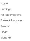 Text Box: Home 
Earnings 
Affiliate Programs
Referral Programs
Tutorial
Blogs
Monetag