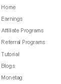 Text Box: Home 
Earnings 
Affiliate Programs
Referral Programs
Tutorial
Blogs
Monetag